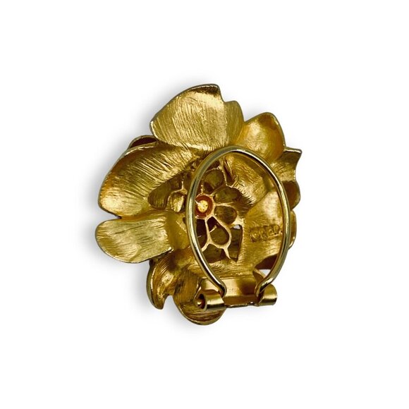 Vintage Erwin Pearl P.E.P Signed Gold Tone Rose Scarf Clip - Picture 3 of 4